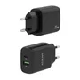 Aisens Cargador de Pared 25W con 1x USB-C PD3.0 y 1x USB-A QC3.0, Negro